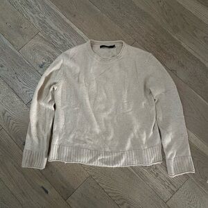 Jenni Kayne Cashmere Everyday Sweater Beige Oatmeal Wool Size Small